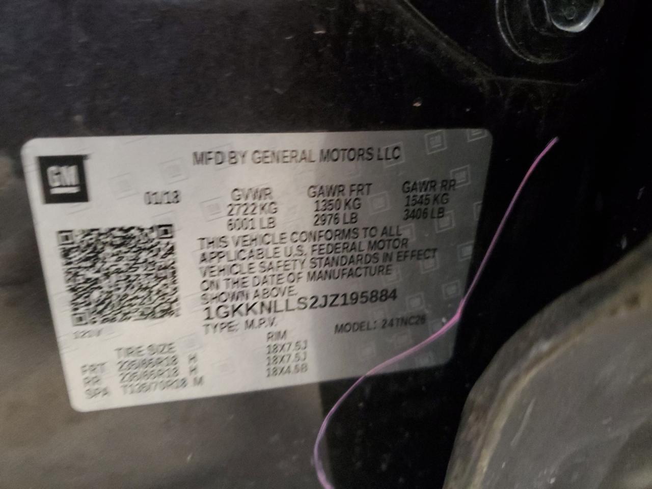 2018 GMC Acadia Sle VIN: 1GKKNLLS2JZ195884 Lot: 63776085