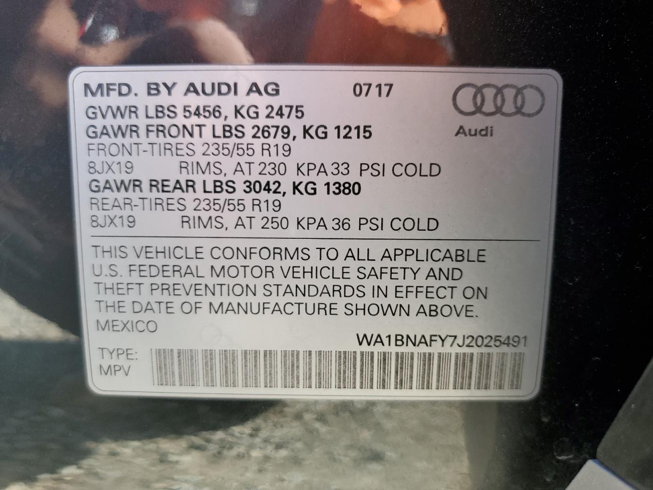 wa1bnafy7j2025491 WA1BNAFY7J2025491 2018 Audi Q5 Premium Plus