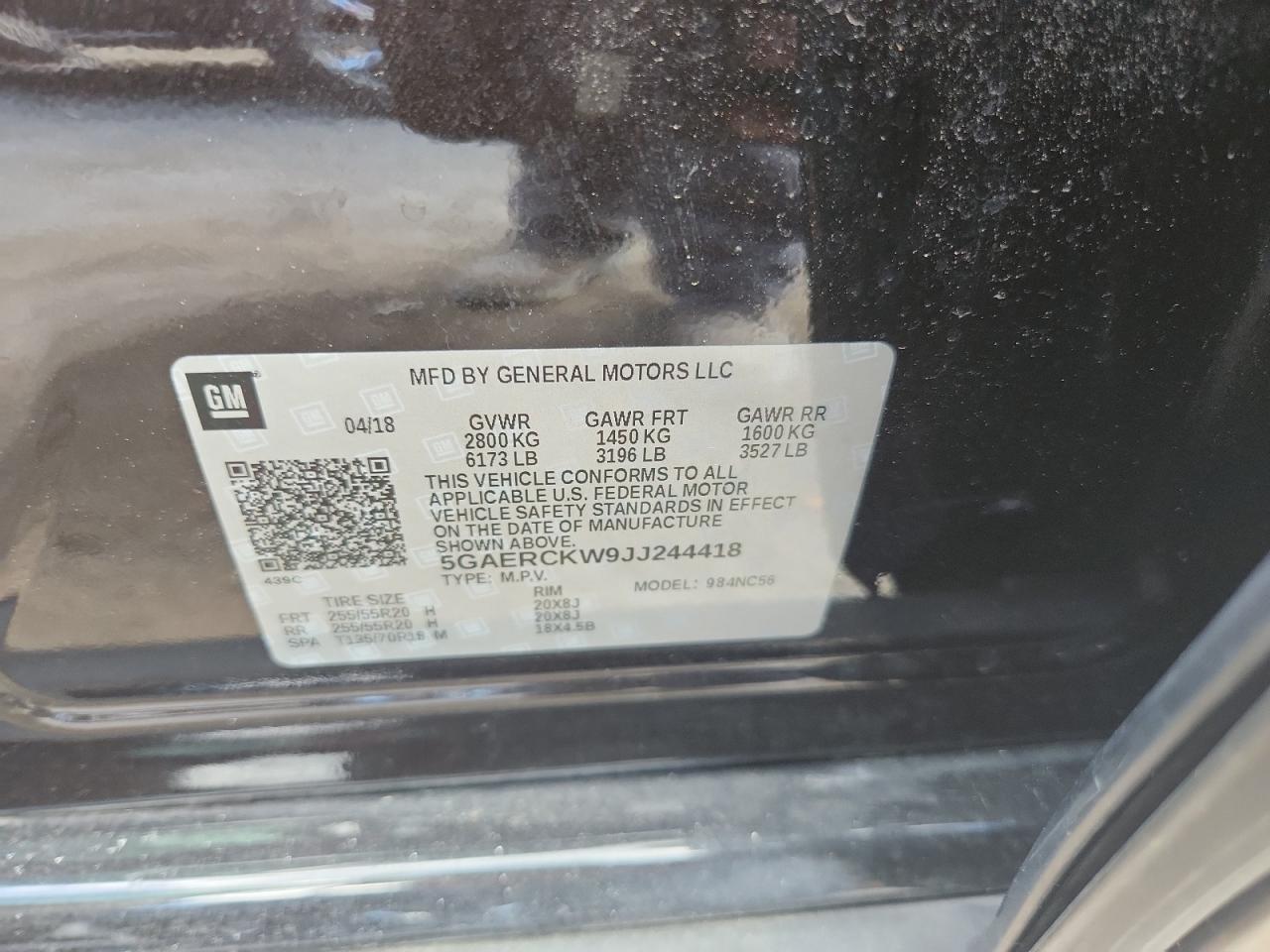 2018 Buick Enclave Premium VIN: 5GAERCKW9JJ244418 Lot: 64667935