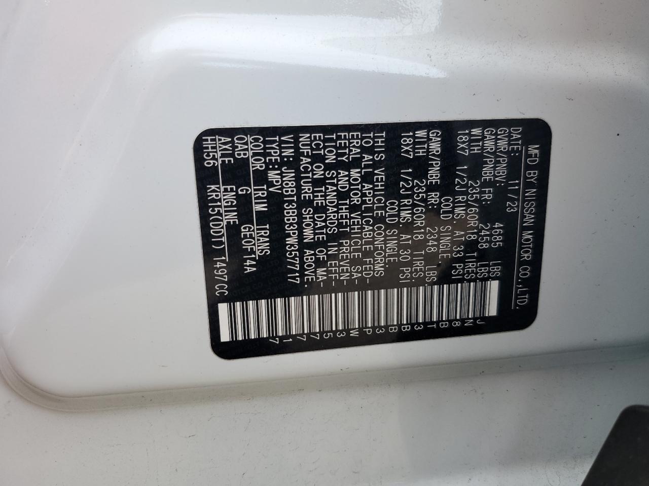 jn8bt3bb3pw357717 JN8BT3BB3PW357717 2023 Nissan Rogue Sv