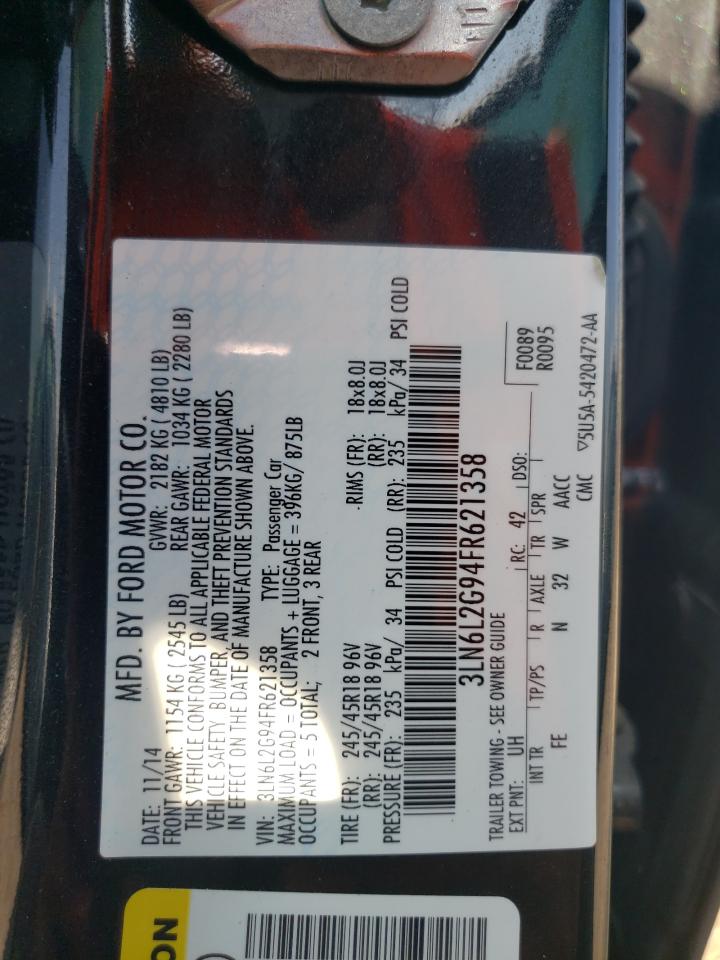 2015 Lincoln Mkz VIN: 3LN6L2G94FR621358 Lot: 63454985