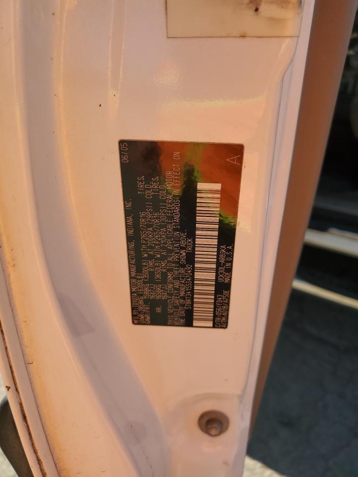 2005 Toyota Tundra Access Cab Sr5 VIN: 5TBRT34155S470492 Lot: 85422145