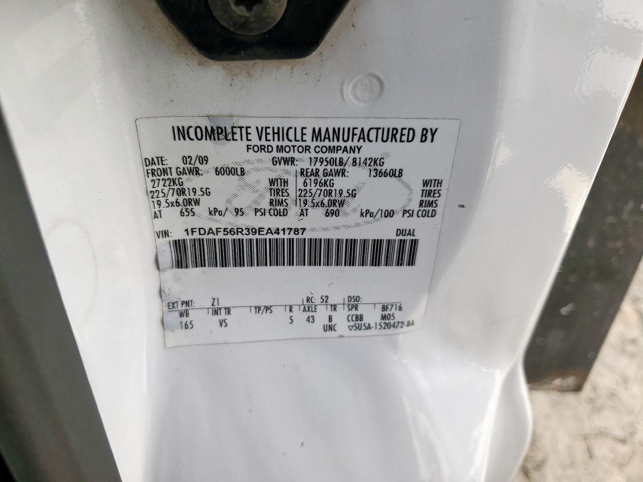 1fdaf56r39ea41787 1FDAF56R39EA41787 2009 Ford F550 Super Duty