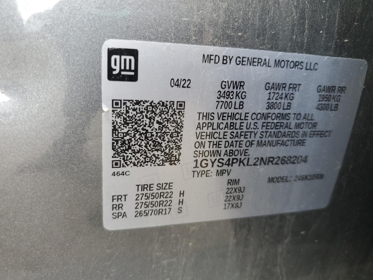 2022 Cadillac Escalade Esv Sport VIN: 1GYS4PKL2NR268204 Lot: 65782795