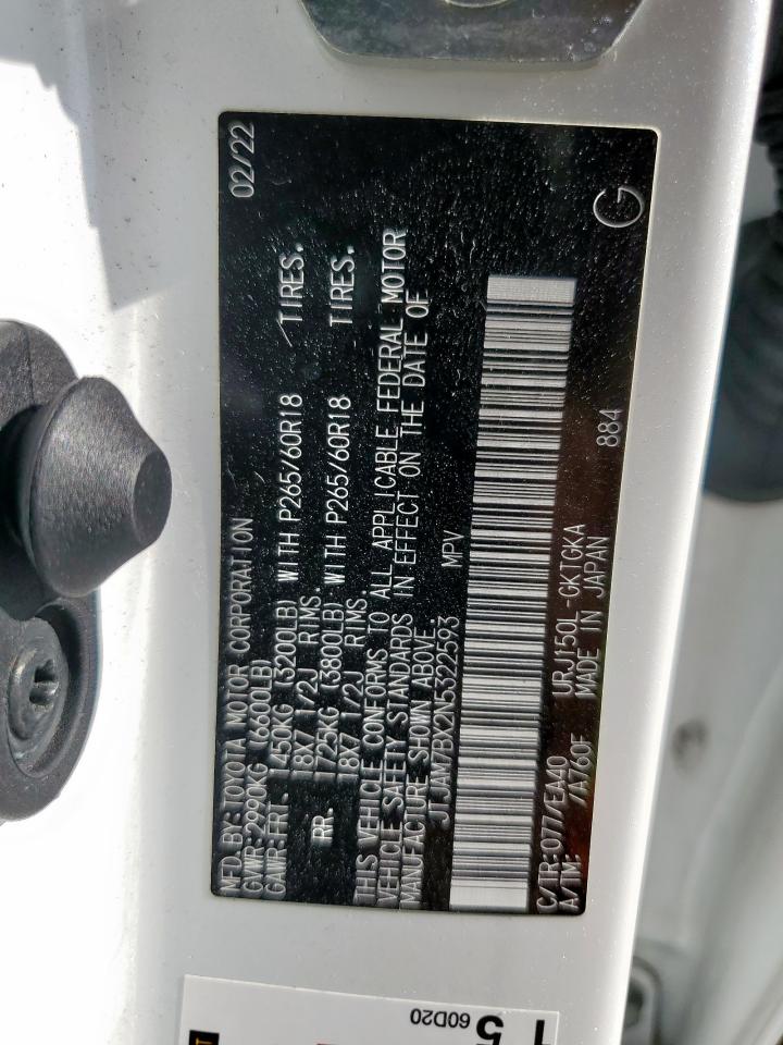 2022 Lexus Gx 460 VIN: JTJAM7BX2N5322593 Lot: 66335755