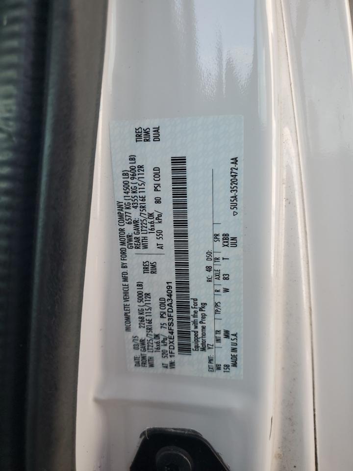 2015 Ford Econoline E450 Super Duty Cutaway Van VIN: 1FDXE4FS3FDA34091 Lot: 63699385