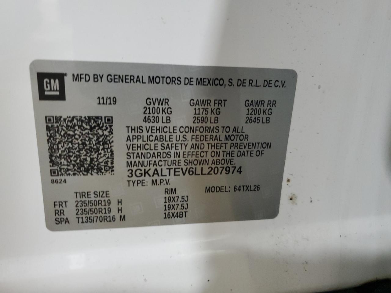 2020 GMC Terrain Sle VIN: 3GKALTEV6LL207974 Lot: 64177095