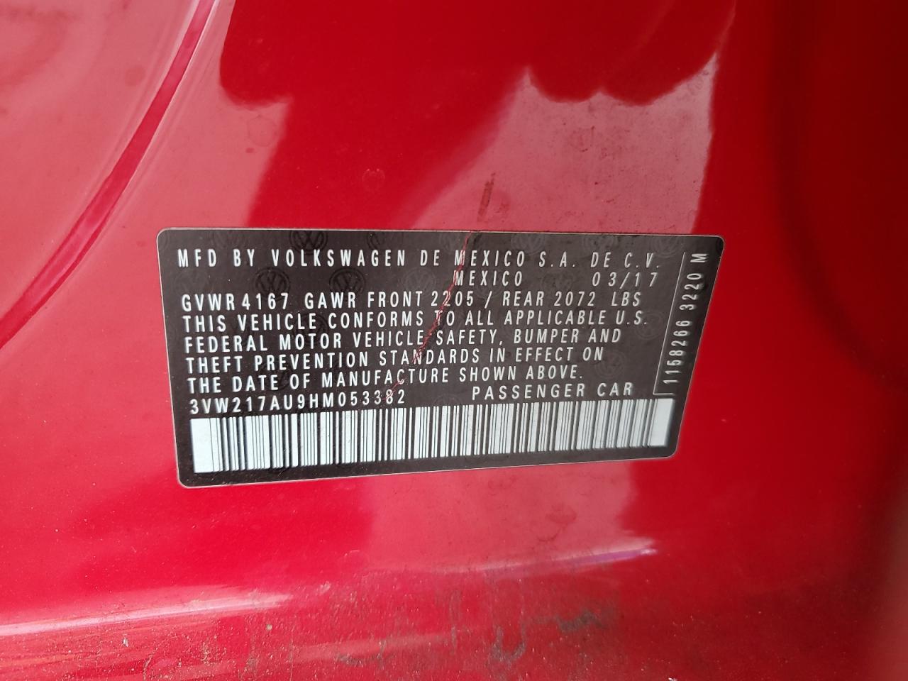 3vw217au9hm053382 3VW217AU9HM053382 2017 Volkswagen Golf S
