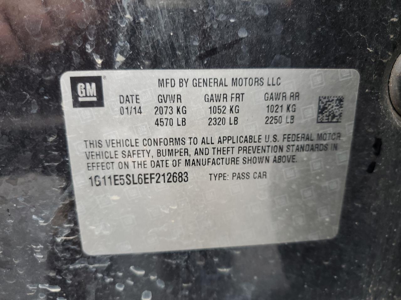2014 Chevrolet Malibu 2Lt VIN: 1G11E5SL6EF212683 Lot: 64404315