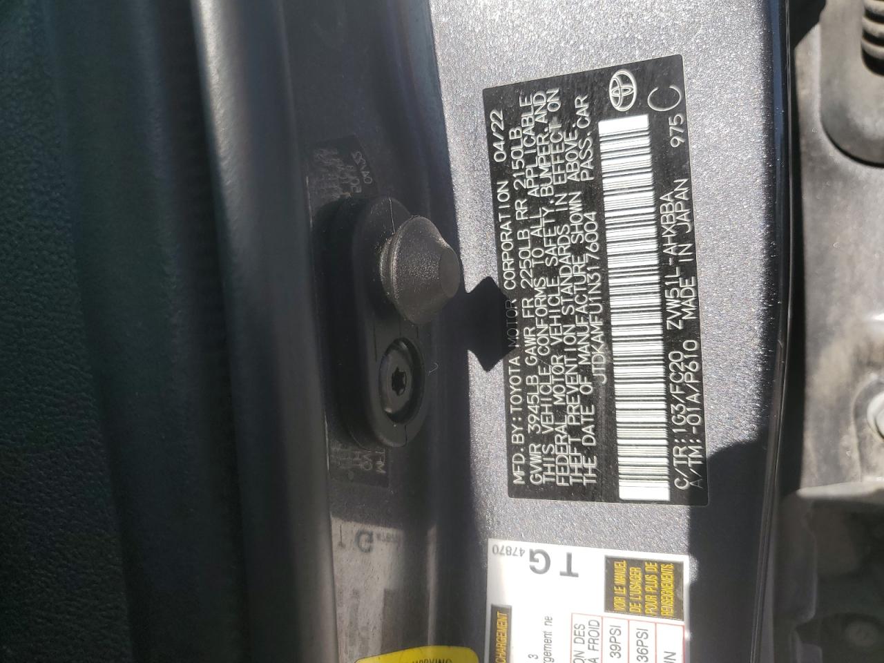 2022 Toyota Prius Night Shade VIN: JTDKAMFU1N3176004 Lot: 66725835