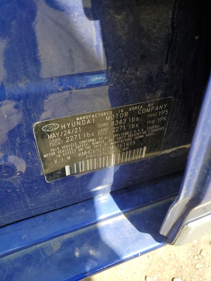 2021 Hyundai Ioniq Se VIN: KMHC65LD1MU261459 Lot: 65442885