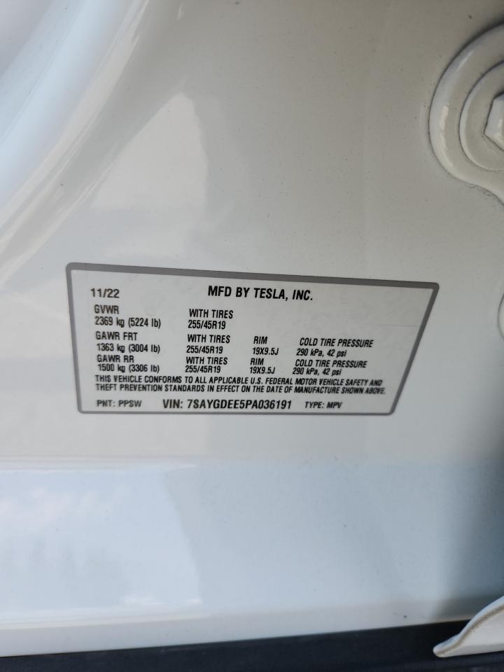 2023 Tesla Model Y VIN: 7SAYGDEE5PA036191 Lot: 65167315