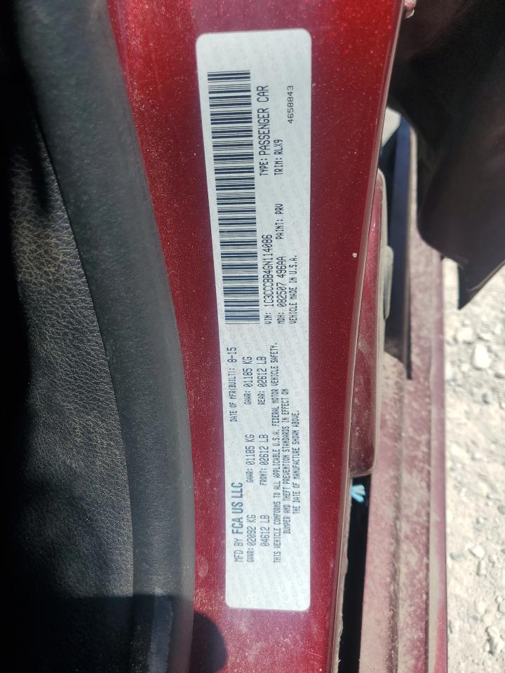 2016 Chrysler 200 S VIN: 1C3CCCBB4GN114086 Lot: 65523405