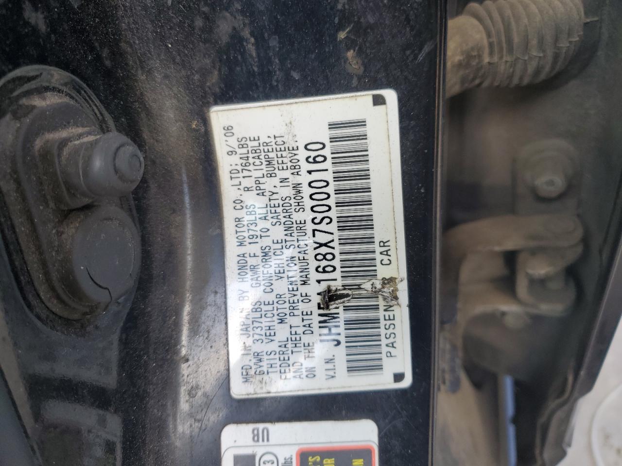 2007 Honda Civic Lx VIN: 2HGFA16587L111111 Lot: 65003325