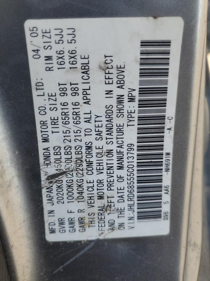 2005 Honda Cr-V Lx VIN: JHLRD68555C013799 Lot: 64418565