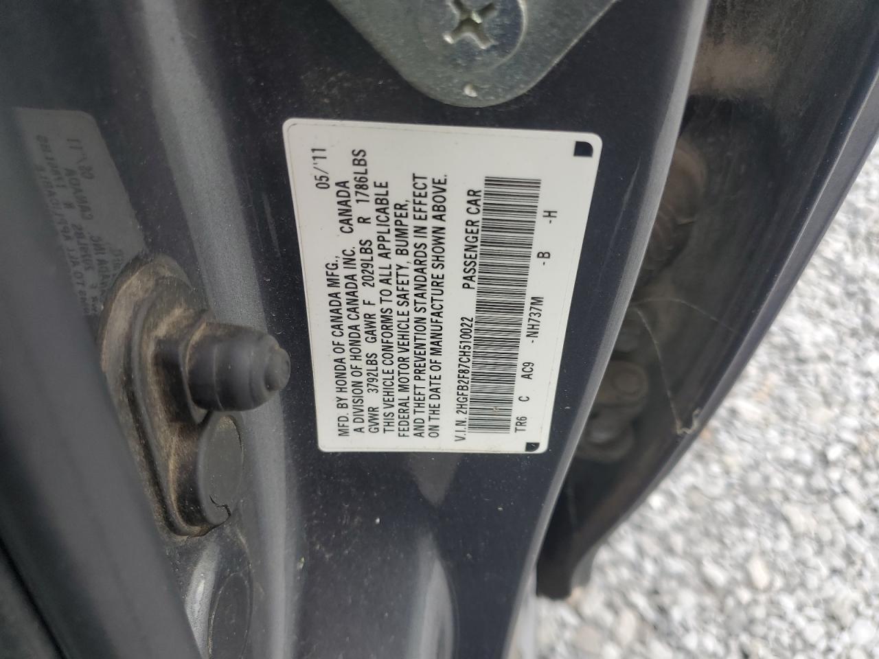 2012 Honda Civic Ex VIN: 2HGFB2F87CH510022 Lot: 65187385