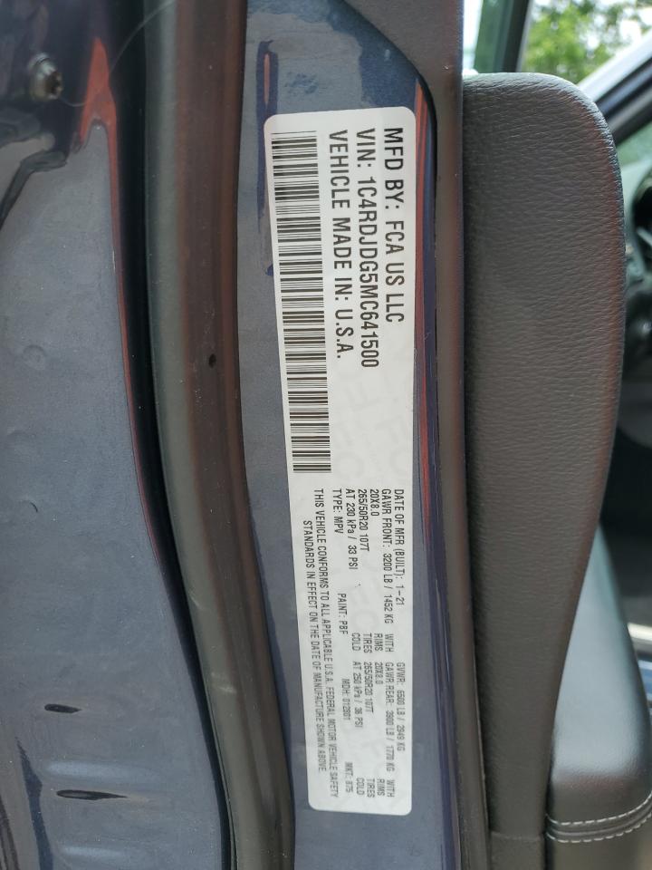 2021 Dodge Durango Gt VIN: 1C4RDJDG5MC641500 Lot: 65342675
