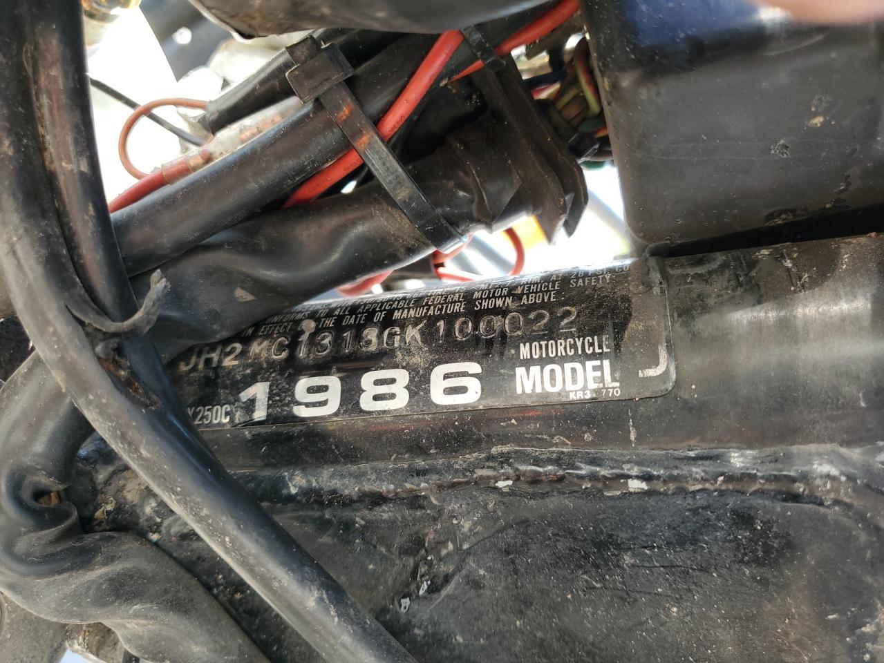 1986 Honda Cmx250 C VIN: JH2MC1313GK100022 Lot: 64492295