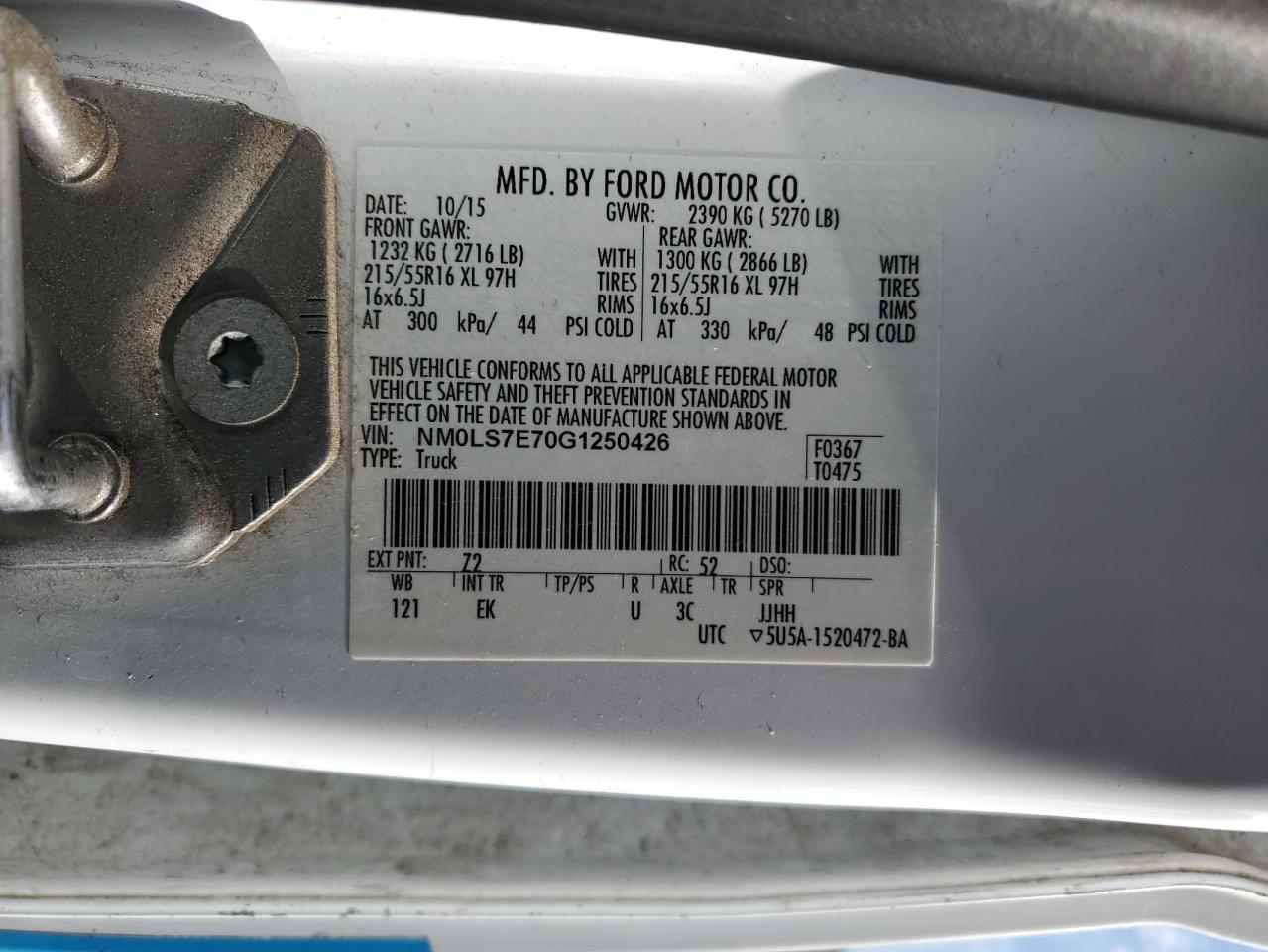 2016 Ford Transit Connect Xl VIN: NM0LS7E70G1250426 Lot: 65379135