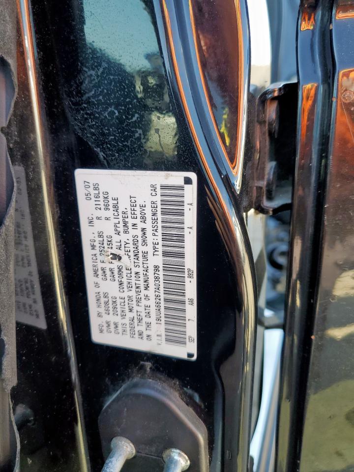 2007 Acura Tl VIN: 19UUA66267A038798 Lot: 66661385
