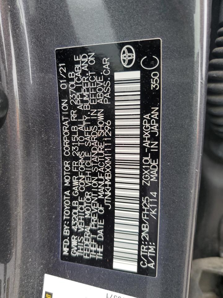 2021 Toyota C-Hr Xle VIN: JTNKHMBXXM1111296 Lot: 63609425