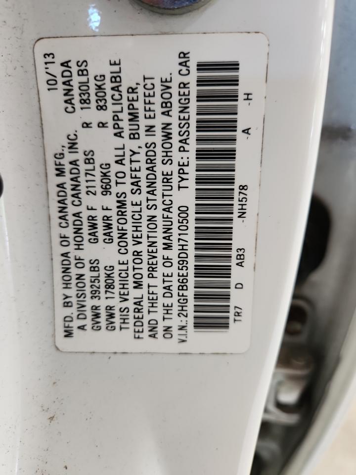 2013 Honda Civic Si VIN: 2HGFB6E59DH710500 Lot: 66183015