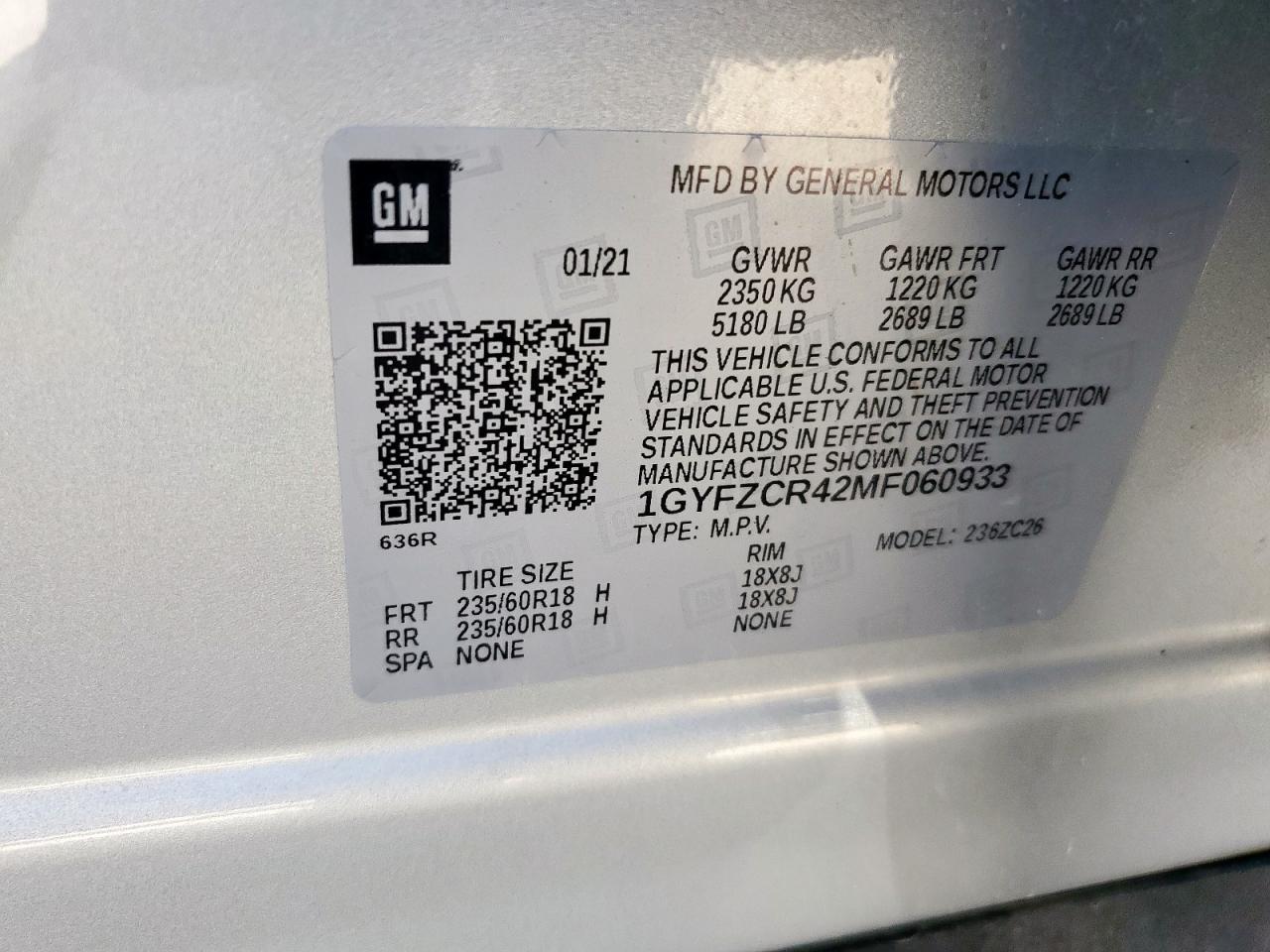 2021 Cadillac Xt4 Premium Luxury VIN: 1GYFZCR42MF060933 Lot: 63623955