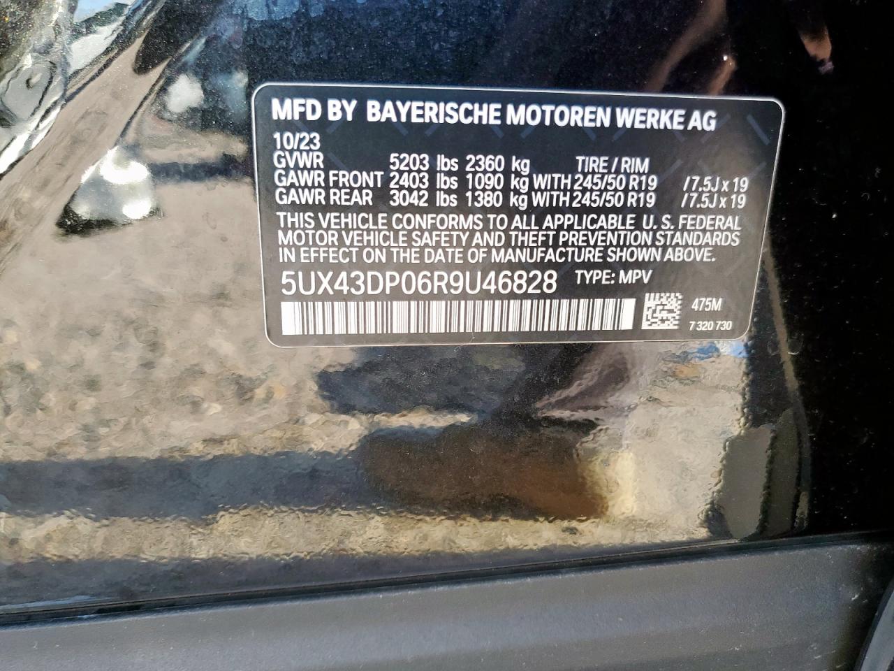 2024 BMW X3 Sdrive30I VIN: 5UX43DP06R9U46828 Lot: 66209045