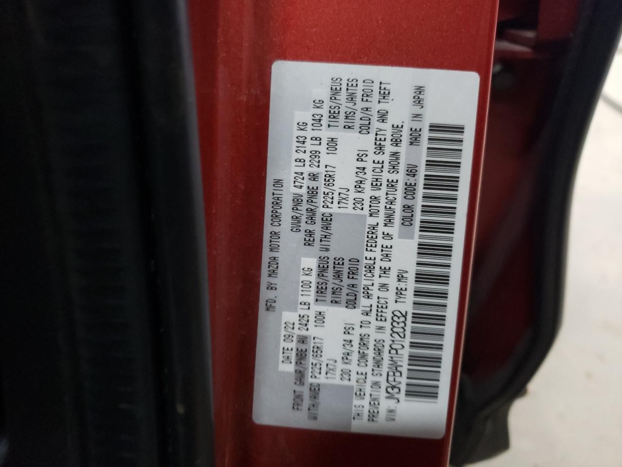 2023 Mazda Cx-5 VIN: JM3KFBAM1P0120332 Lot: 64376675
