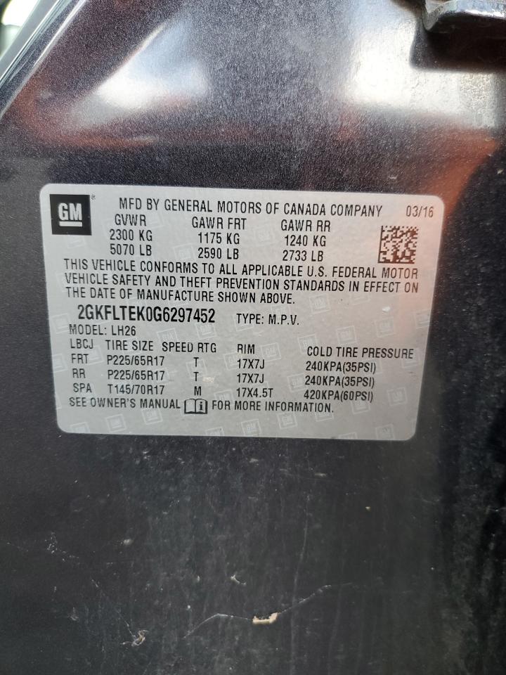 2gkfltek0g6297452 2GKFLTEK0G6297452 2016 GMC Terrain Sle