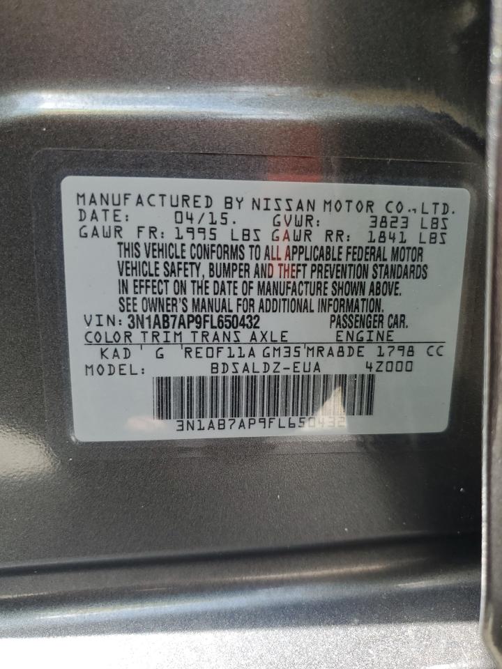 3n1ab7ap9fl650432 3N1AB7AP9FL650432 2015 Nissan Sentra S