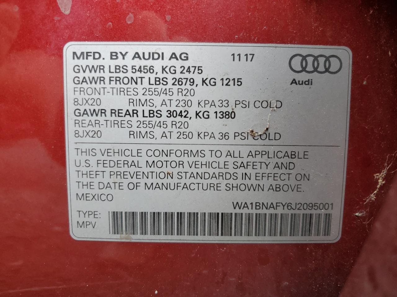 2018 Audi Q5 Premium Plus VIN: WA1BNAFY6J2095001 Lot: 63649305