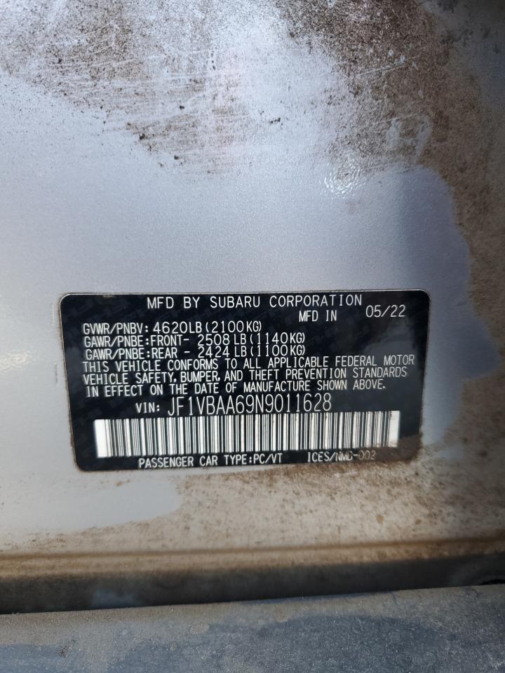 2022 Subaru Wrx VIN: JF1VBAA69N9011628 Lot: 65618295
