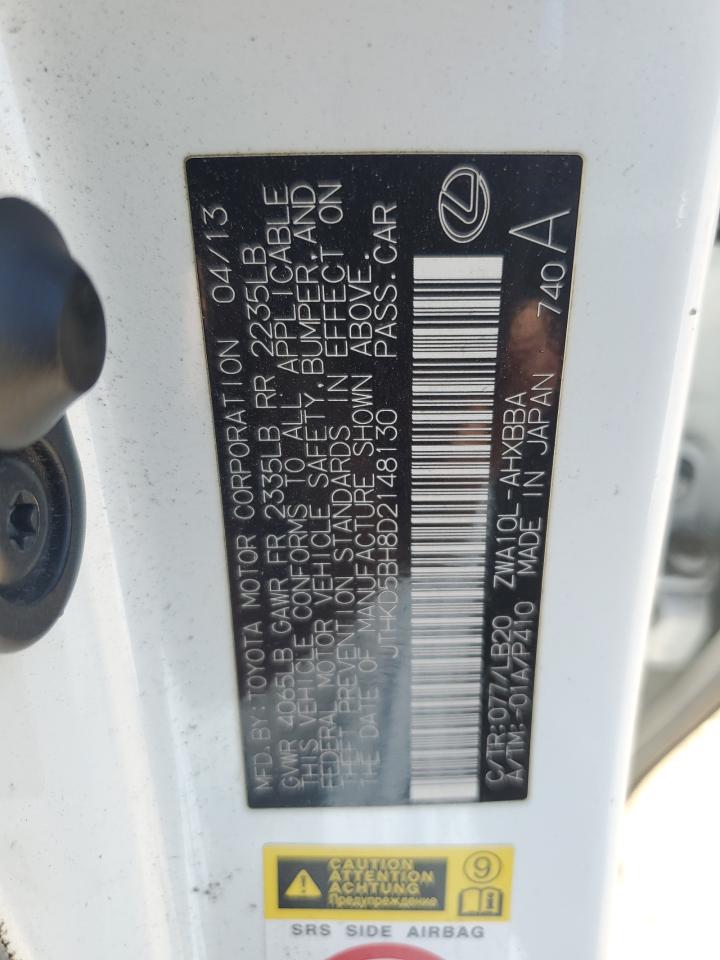 2013 Lexus Ct 200 VIN: JTHKD5BH8D2148130 Lot: 63806395