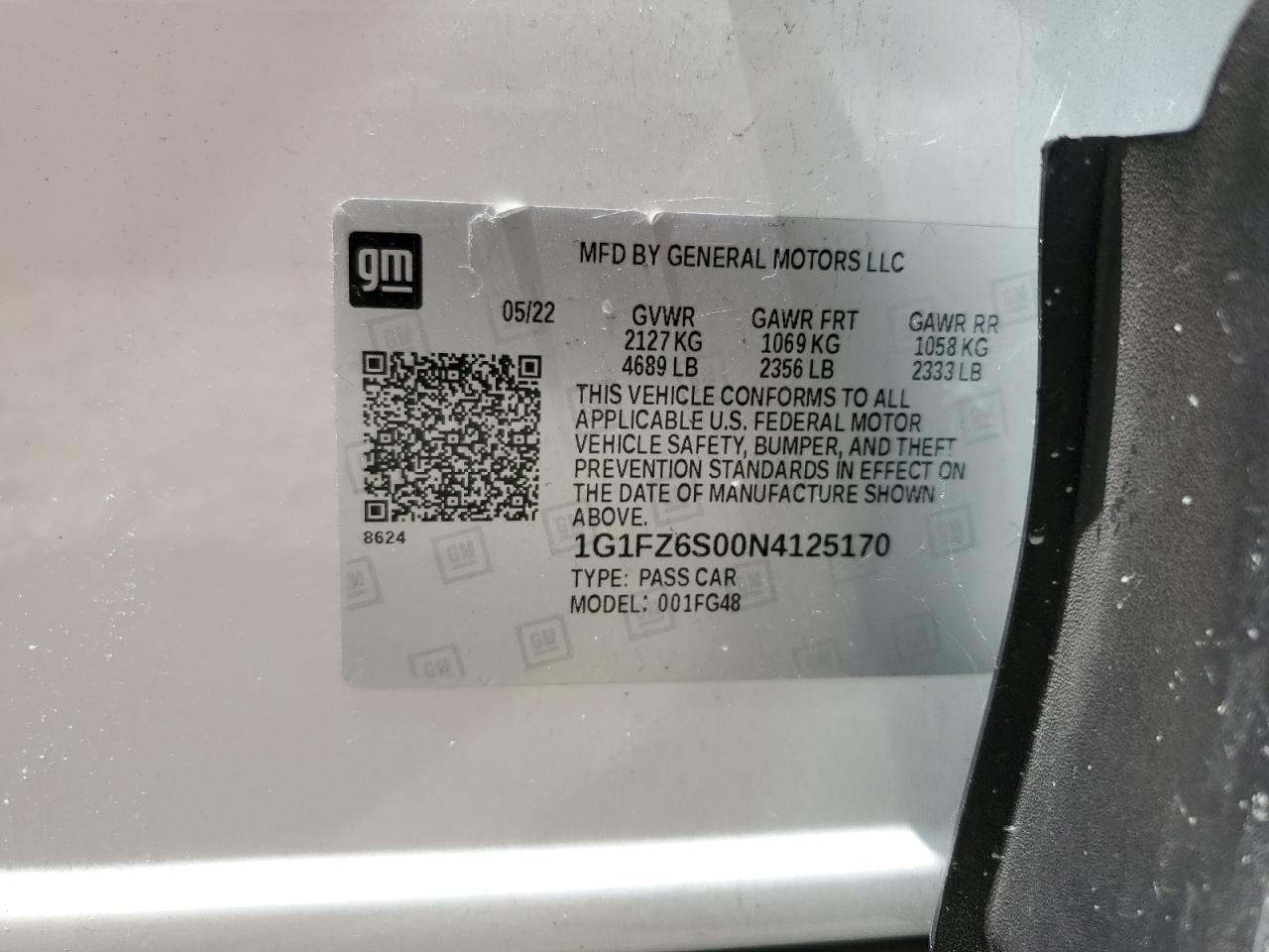 2022 Chevrolet Bolt Euv Premier VIN: 1G1FZ6S00N4125170 Lot: 64887885