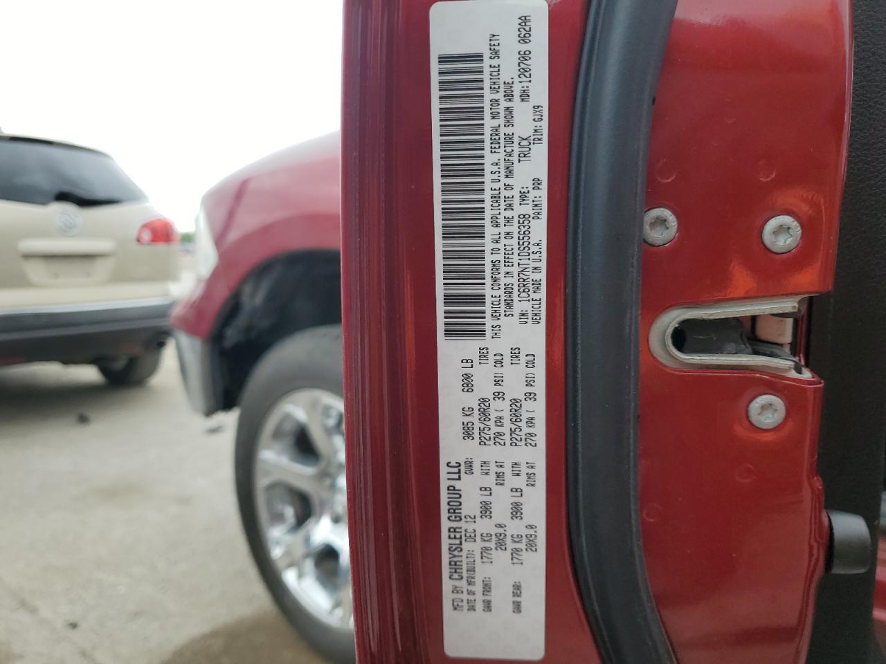 2013 Ram 1500 Laramie VIN: 1C6RR7NT1DS556358 Lot: 67048205