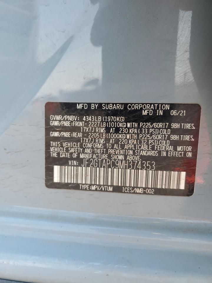 2021 Subaru Crosstrek Premium VIN: JF2GTAPC9MH374353 Lot: 64246485