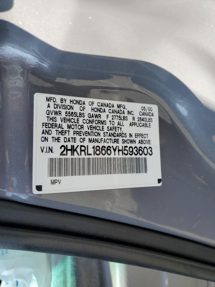 2000 Honda Odyssey Ex VIN: 2HKRL1866YH593603 Lot: 63192365