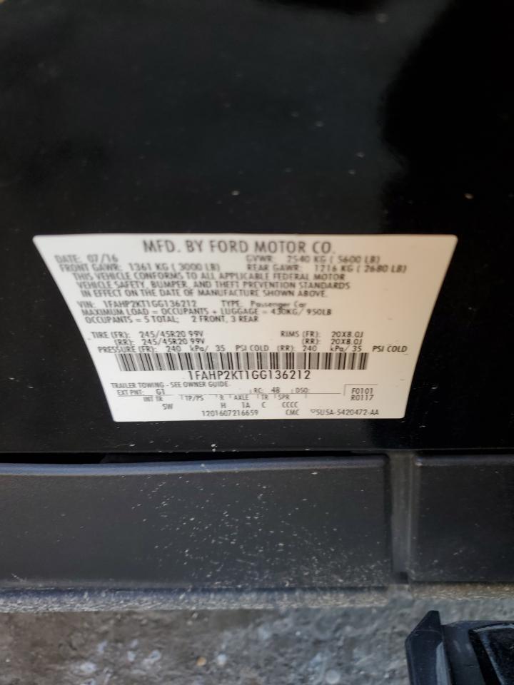 2016 Ford Taurus Sho VIN: 1FAHP2KT1GG136212 Lot: 80446565