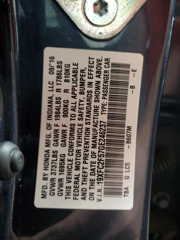 2016 Honda Civic Lx VIN: 19XFC2F57GE246237 Lot: 63931205