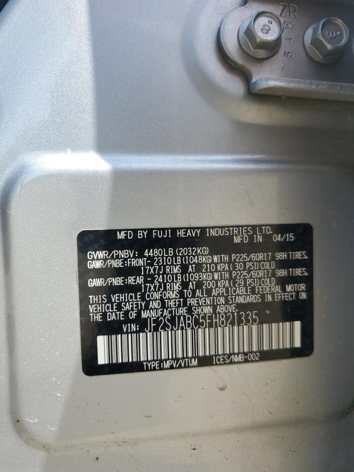 2015 Subaru Forester 2.5I VIN: JF2SJABC5FH821335 Lot: 64259205