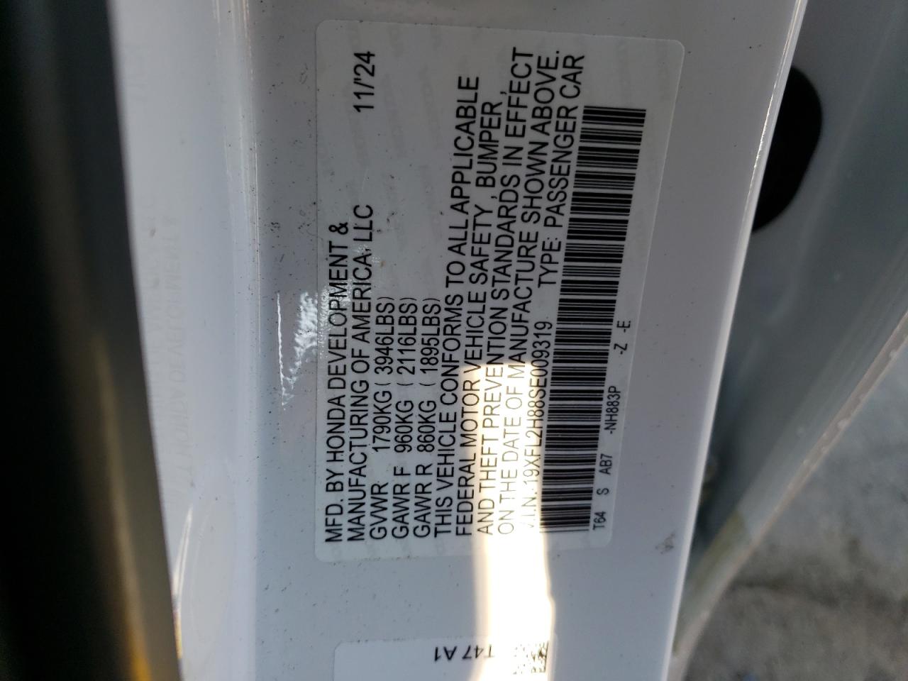 2025 Honda Civic Sport VIN: 19XFL2H88SE009319 Lot: 65171445