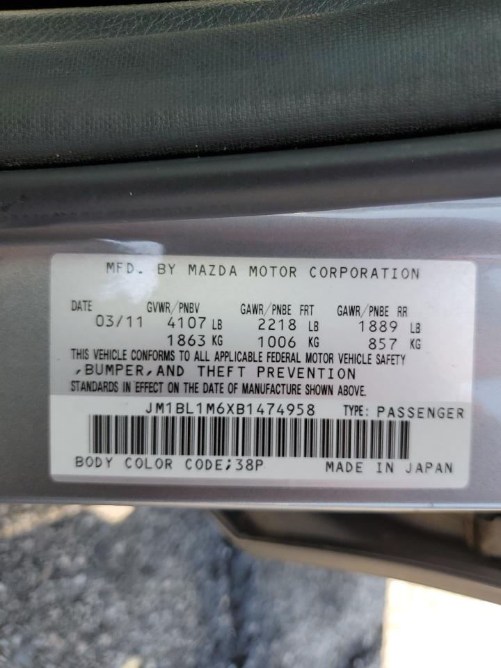 2011 Mazda 3 S VIN: JM1BL1M6XB1474958 Lot: 65467325