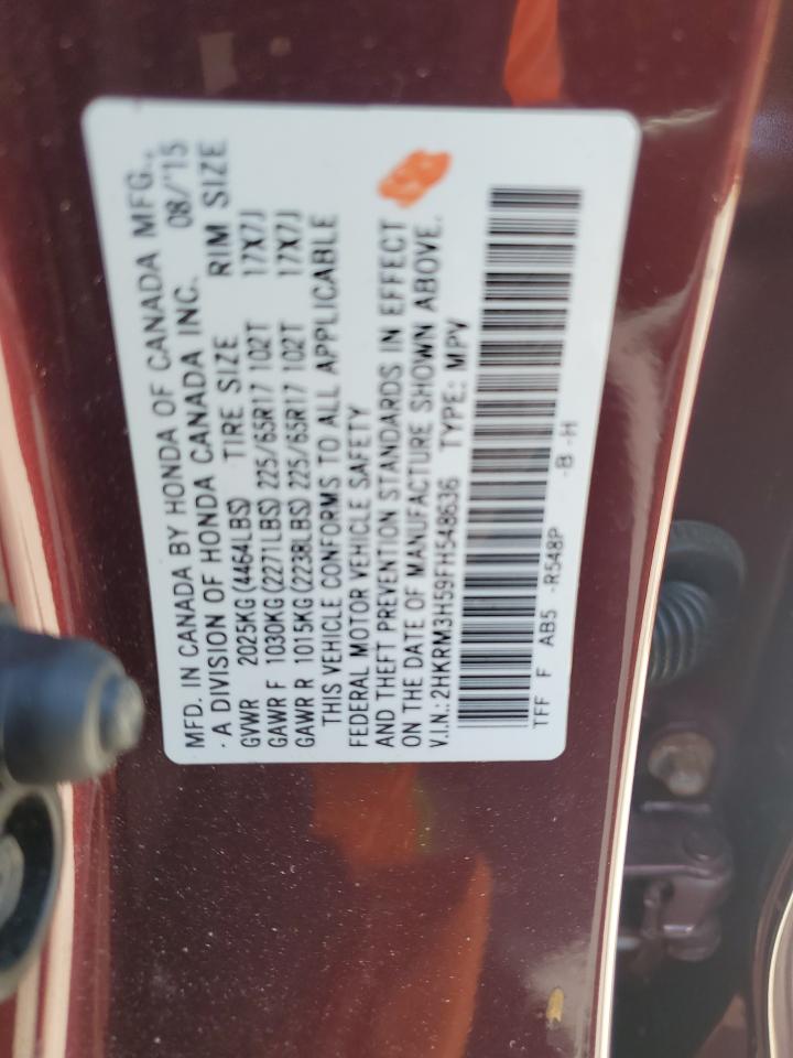2015 Honda Cr-V Ex VIN: 2HKRM3H59FH548636 Lot: 65516375