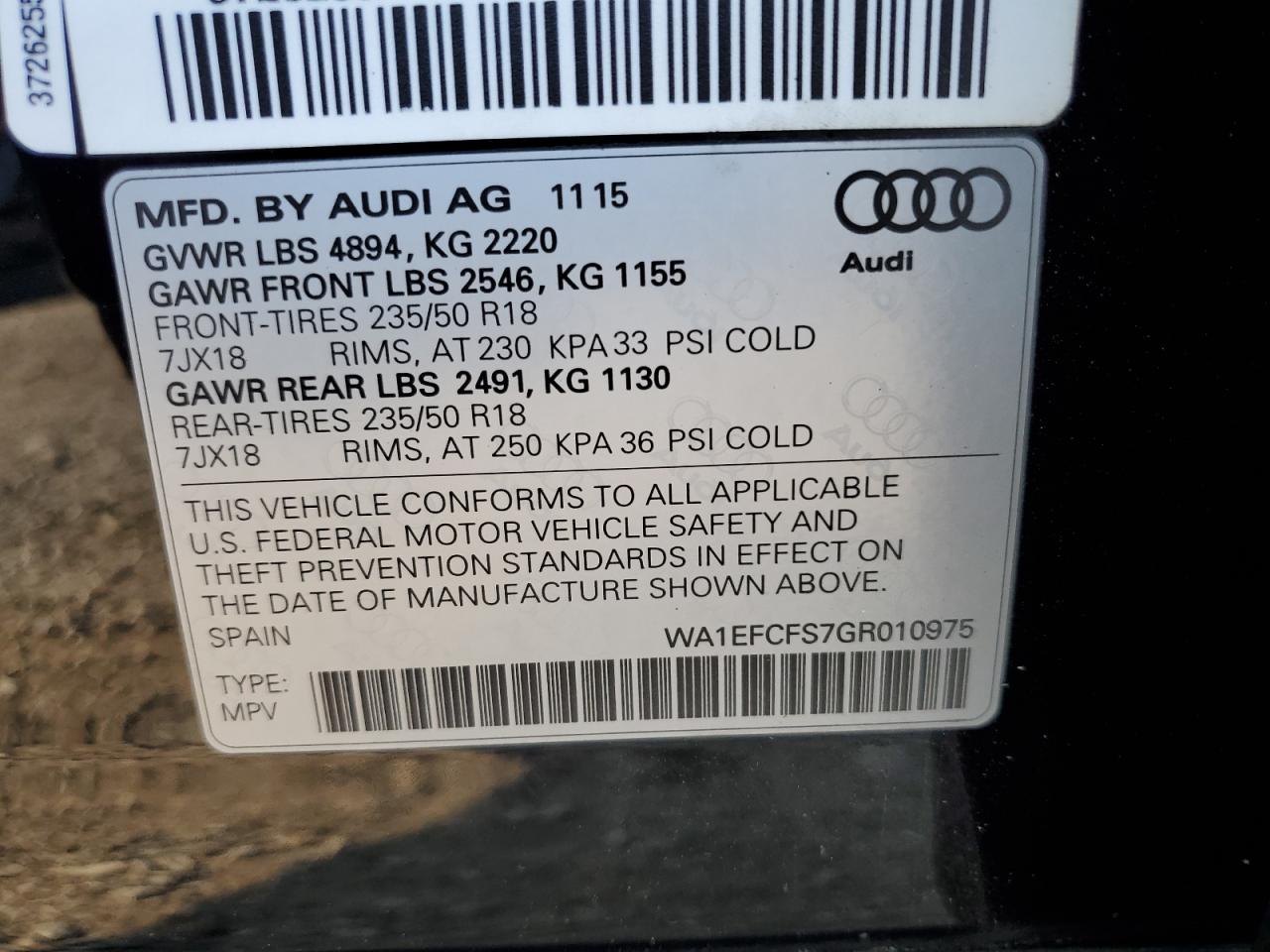 2016 Audi Q3 Premium Plus VIN: WA1EFCFS7GR010975 Lot: 64479245