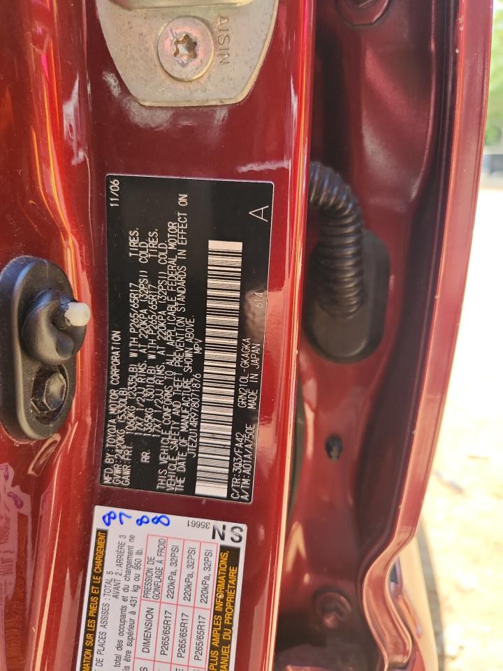 2007 Toyota 4Runner Sr5 VIN: JTEZU14R978071876 Lot: 63454655