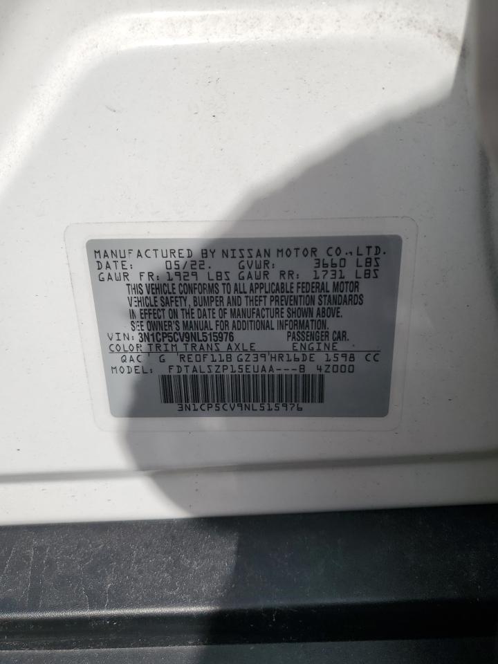 2022 Nissan Kicks Sv VIN: 3N1CP5CV9NL515976 Lot: 64732915