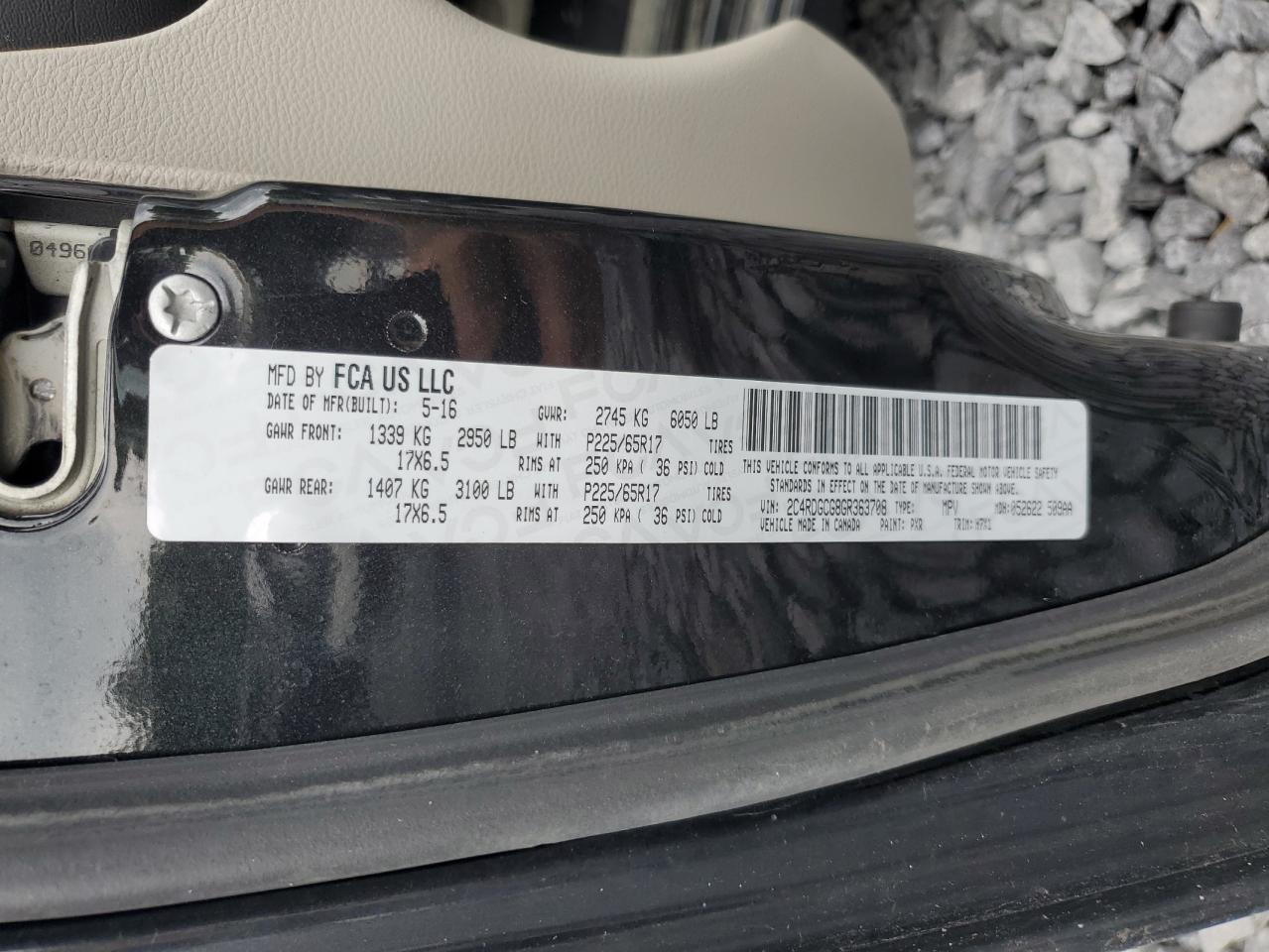 2016 Dodge Grand Caravan Sxt VIN: 2C4RDGCG8GR363708 Lot: 64541885