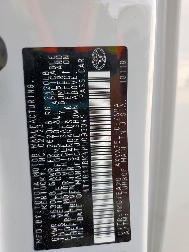 2023 Toyota Camry Se Night Shade VIN: 4T1G11BK4PU093345 Lot: 65518725