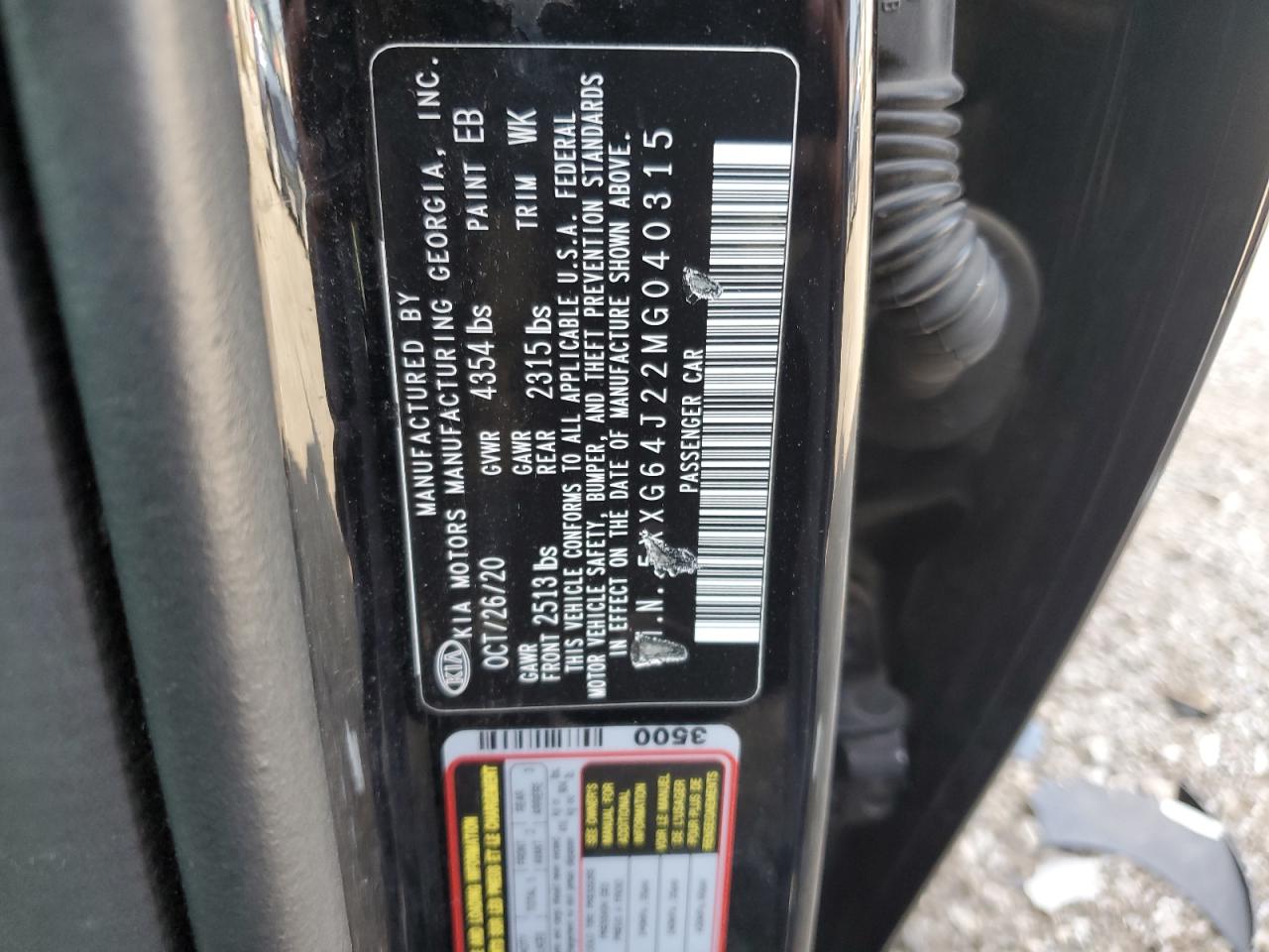 2021 Kia K5 Gt Line VIN: 5XXG64J22MG040315 Lot: 64594755